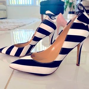 Black white striped pump Nieman Marcus Nm